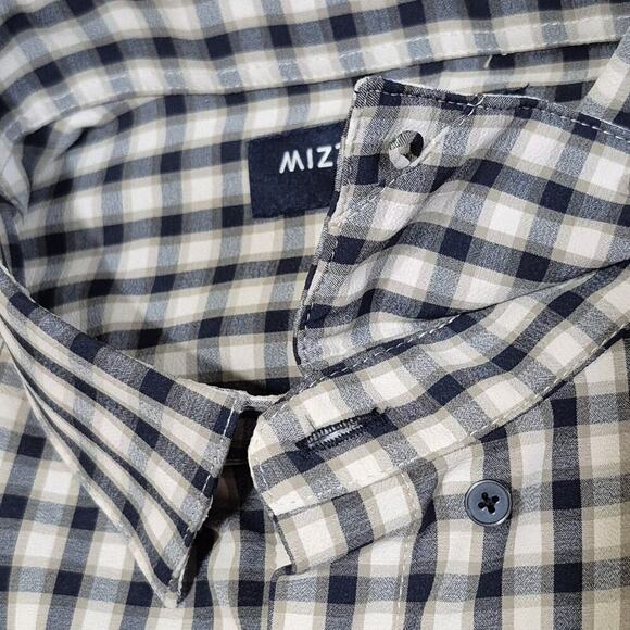 Mizzen+Main Performance Shirt Men XL Trim Blue Leeward Plaid Stretch Button Down - Picture 2 of 9